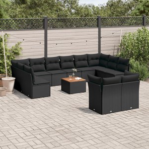 Maison exclusive - salon de jardin avec coussins 13 pcs noir résine tressée