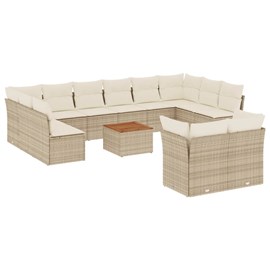 Maison exclusive - salon de jardin avec coussins 13 pcs beige résine tressée