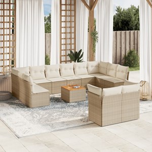 Maison exclusive - salon de jardin avec coussins 13 pcs beige résine tressée