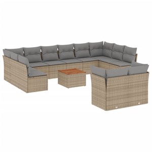 Maison exclusive - salon de jardin avec coussins 13 pcs beige résine tressée