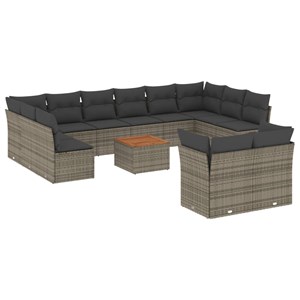 Maison exclusive - salon de jardin avec coussins 13 pcs gris résine tressée