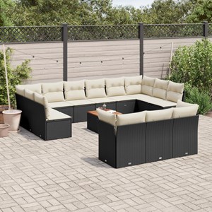 Maison exclusive - salon de jardin avec coussins 14 pcs noir résine tressée