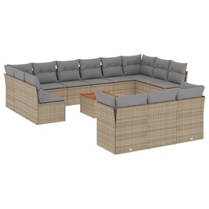 Maison exclusive - salon de jardin avec coussins 14 pcs beige résine tressée
