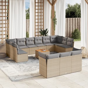 Maison exclusive - salon de jardin avec coussins 14 pcs beige résine tressée