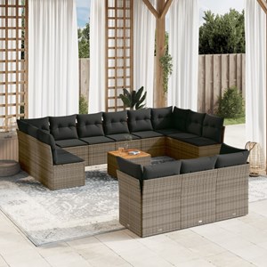 Maison exclusive - salon de jardin avec coussins 14 pcs gris résine tressée