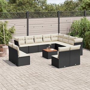 Maison exclusive - salon de jardin avec coussins 13 pcs noir résine tressée