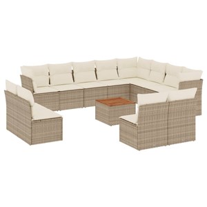 Maison exclusive - salon de jardin avec coussins 13 pcs beige résine tressée
