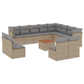 Maison exclusive - salon de jardin avec coussins 13 pcs beige résine tressée