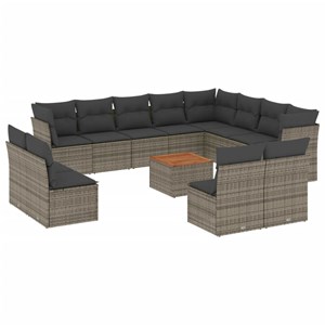 Maison exclusive - salon de jardin avec coussins 13 pcs gris résine tressée