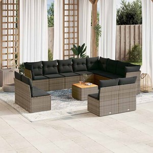 Maison exclusive - salon de jardin avec coussins 13 pcs gris résine tressée