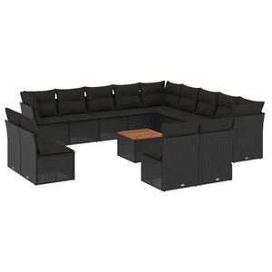 Maison exclusive - salon de jardin avec coussins 14 pcs noir résine tressée