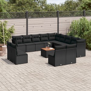 Maison exclusive - salon de jardin avec coussins 14 pcs noir résine tressée