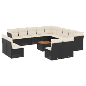 Maison exclusive - salon de jardin avec coussins 14 pcs noir résine tressée