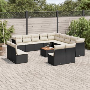 Maison exclusive - salon de jardin avec coussins 14 pcs noir résine tressée