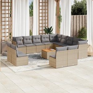 Maison exclusive - salon de jardin avec coussins 14 pcs beige résine tressée