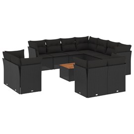 Maison exclusive - salon de jardin 12 pcs avec coussins noir résine tressée