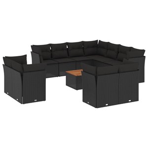 Maison exclusive - salon de jardin 12 pcs avec coussins noir résine tressée
