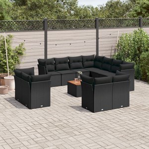 Maison exclusive - salon de jardin 12 pcs avec coussins noir résine tressée