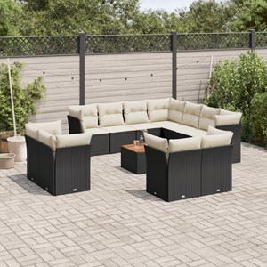 Maison exclusive - salon de jardin 12 pcs avec coussins noir résine tressée