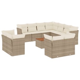 Maison exclusive - salon de jardin avec coussins 12 pcs beige résine tressée