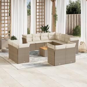 Maison exclusive - salon de jardin avec coussins 12 pcs beige résine tressée