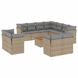 Maison exclusive - salon de jardin avec coussins 12 pcs beige résine tressée