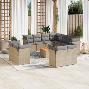 Maison exclusive - salon de jardin avec coussins 12 pcs beige résine tressée