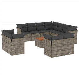 Maison exclusive - salon de jardin avec coussins 12 pcs gris résine tressée