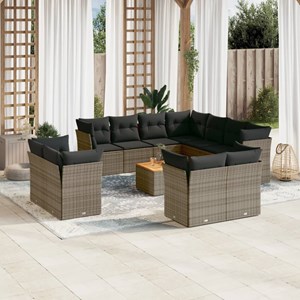 Maison exclusive - salon de jardin avec coussins 12 pcs gris résine tressée