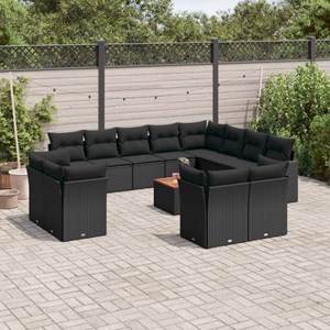 Maison exclusive - salon de jardin avec coussins 13 pcs noir résine tressée