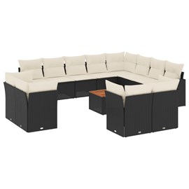 Maison exclusive - salon de jardin avec coussins 13 pcs noir résine tressée