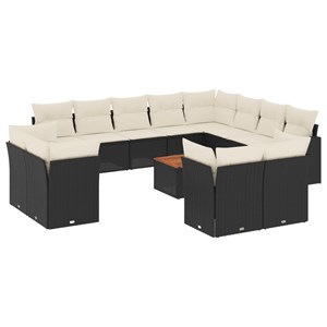 Maison exclusive - salon de jardin avec coussins 13 pcs noir résine tressée