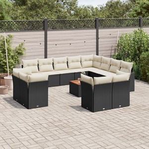 Maison exclusive - salon de jardin avec coussins 13 pcs noir résine tressée