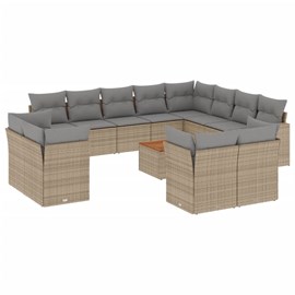 Maison exclusive - salon de jardin avec coussins 13 pcs beige résine tressée
