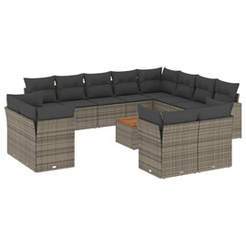 Maison exclusive - salon de jardin avec coussins 13 pcs gris résine tressée