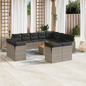 Maison exclusive - salon de jardin avec coussins 13 pcs gris résine tressée
