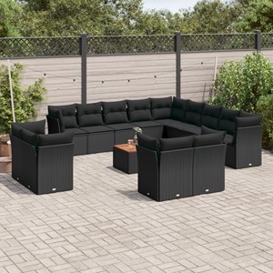 Maison exclusive - salon de jardin avec coussins 14 pcs noir résine tressée