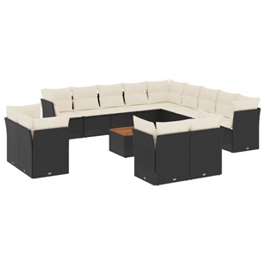 Maison exclusive - salon de jardin avec coussins 14 pcs noir résine tressée