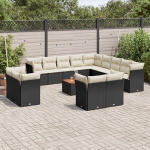 Maison exclusive - salon de jardin avec coussins 14 pcs noir résine tressée