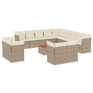 Maison exclusive - salon de jardin avec coussins 14 pcs beige résine tressée