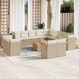 Maison exclusive - salon de jardin avec coussins 14 pcs beige résine tressée