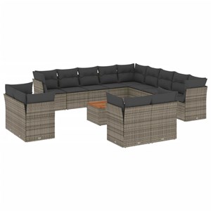Maison exclusive - salon de jardin avec coussins 14 pcs gris résine tressée