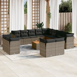 Maison exclusive - salon de jardin avec coussins 14 pcs gris résine tressée
