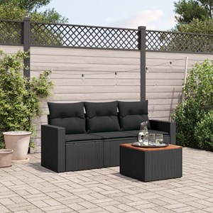 Maison exclusive - salon de jardin 4 pcs avec coussins noir résine tressée