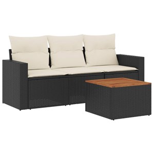 Maison exclusive - salon de jardin 4 pcs avec coussins noir résine tressée