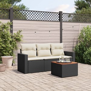 Maison exclusive - salon de jardin 4 pcs avec coussins noir résine tressée