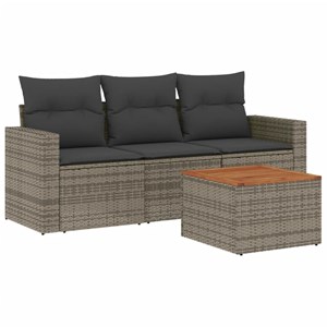 Maison exclusive - salon de jardin 4 pcs avec coussins gris résine tressée