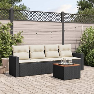 Maison exclusive - salon de jardin 5 pcs avec coussins noir résine tressée