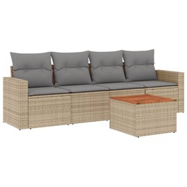 Maison exclusive - salon de jardin avec coussins 5 pcs beige résine tressée