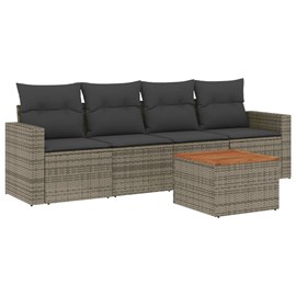 Maison exclusive - salon de jardin 5 pcs avec coussins gris résine tressée